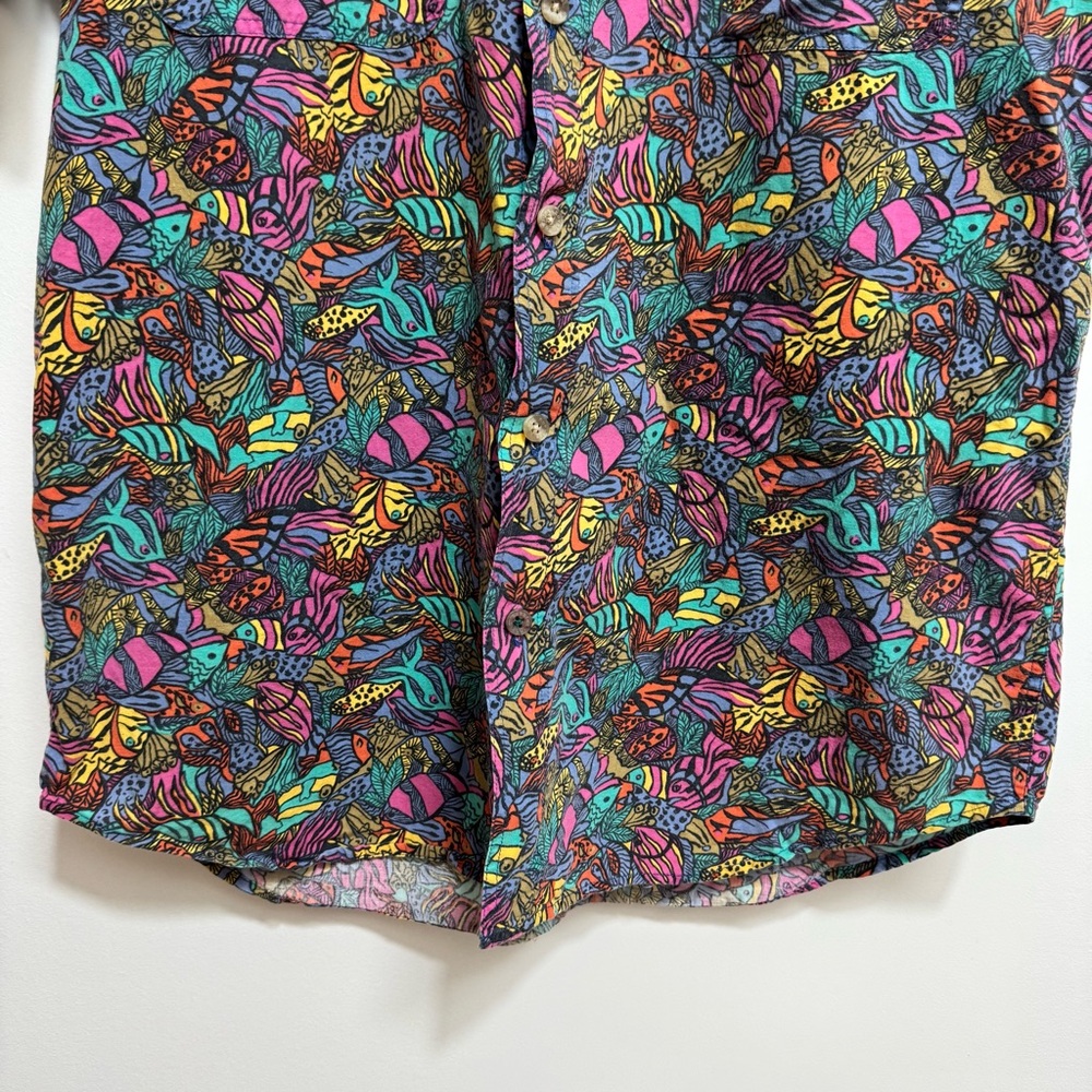 Vintage Royal Robbins World 90s Abstract Tropical Fish Button Down Shirt - Picture 5 of 10